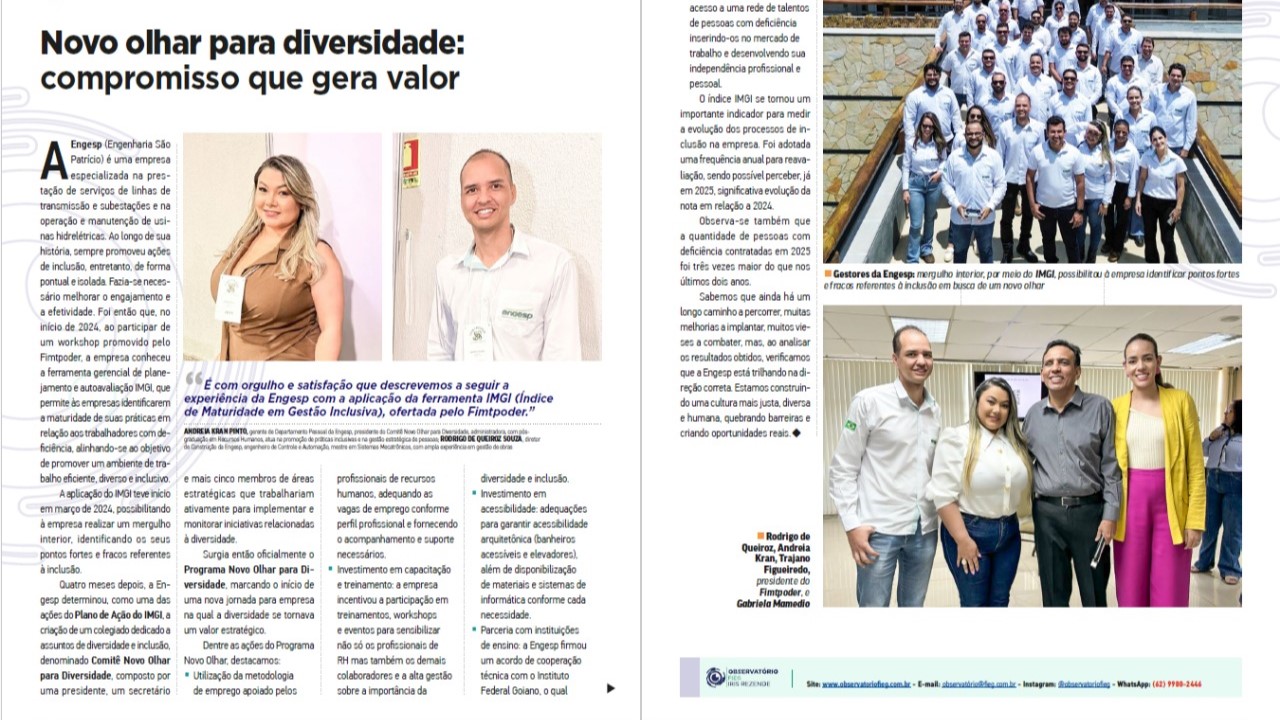 Engesp é Destaque em Edição Especial da Revista Goiás Industrial sobre Inclusão e Diversidade