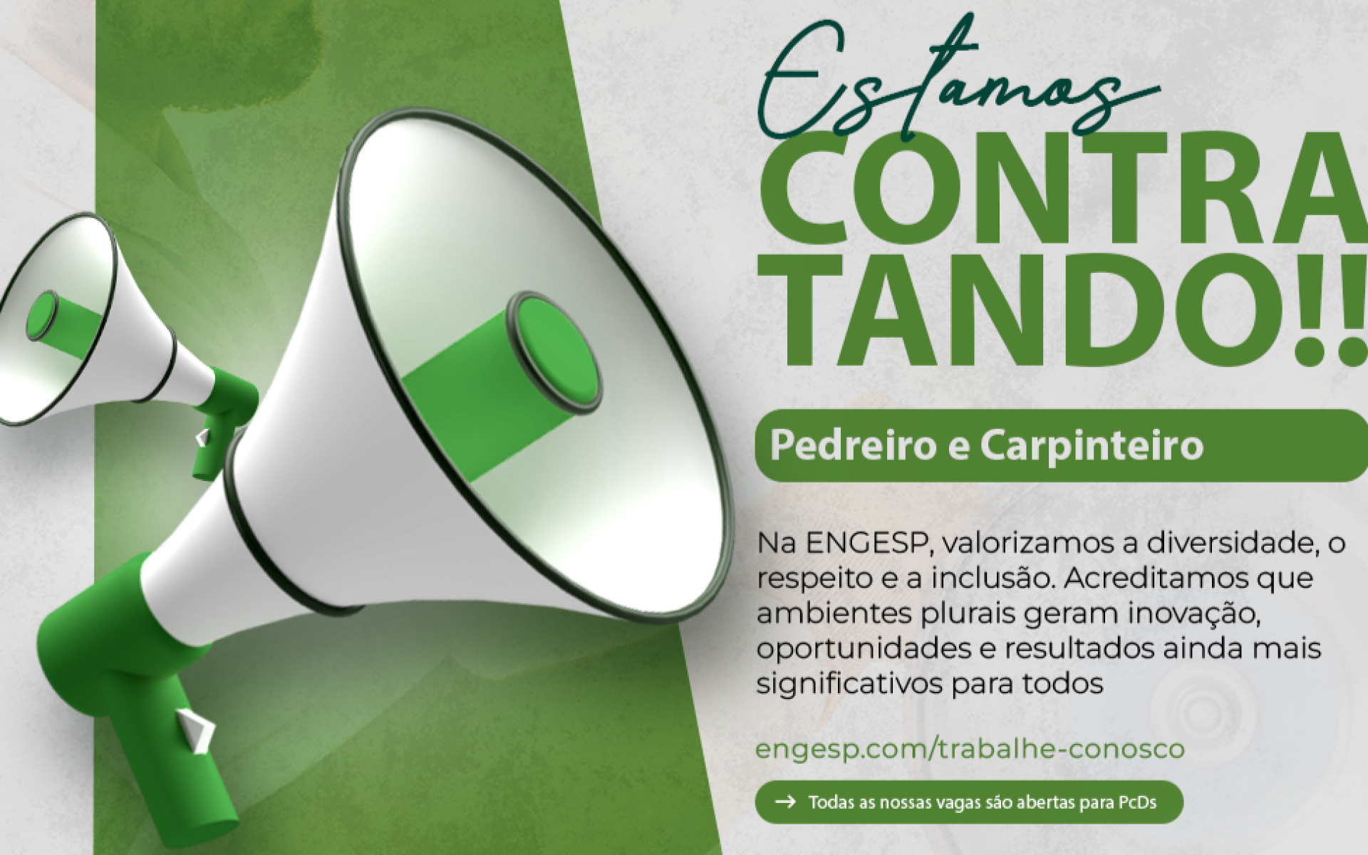 Vagas Abertas: Pedreiro e Carpinteiro